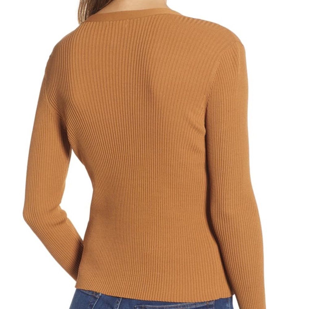 Lieth Mustard Ribbed Button  Sweater - Picture 3 of 8